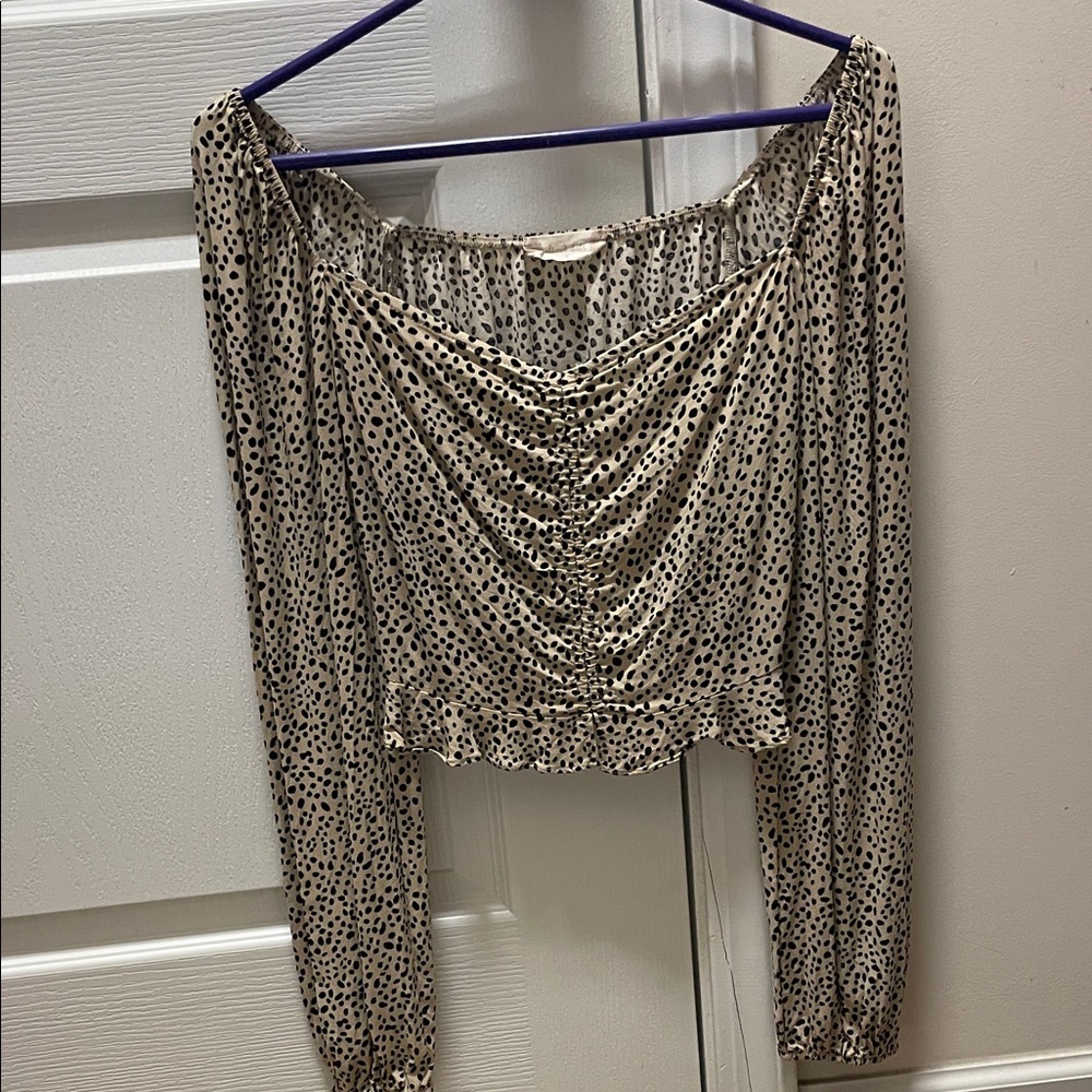 Altar'd State Black and Cream Polka Dot Blouse